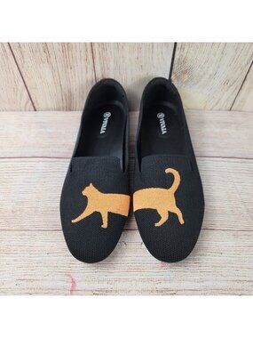 Vivaia Margot 2.0 Square Toe V-Cut Flats Cat Design Size US 9 EUR 40 Ballet